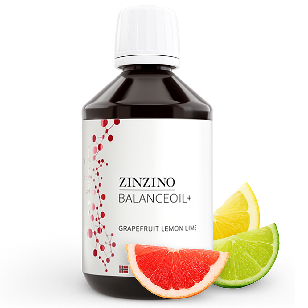 ZINZINO BalanceOil+ Olej Rybny Omega-3 o smaku Grejpfrutowo Cytrynowo Limonkowym - 300 ml