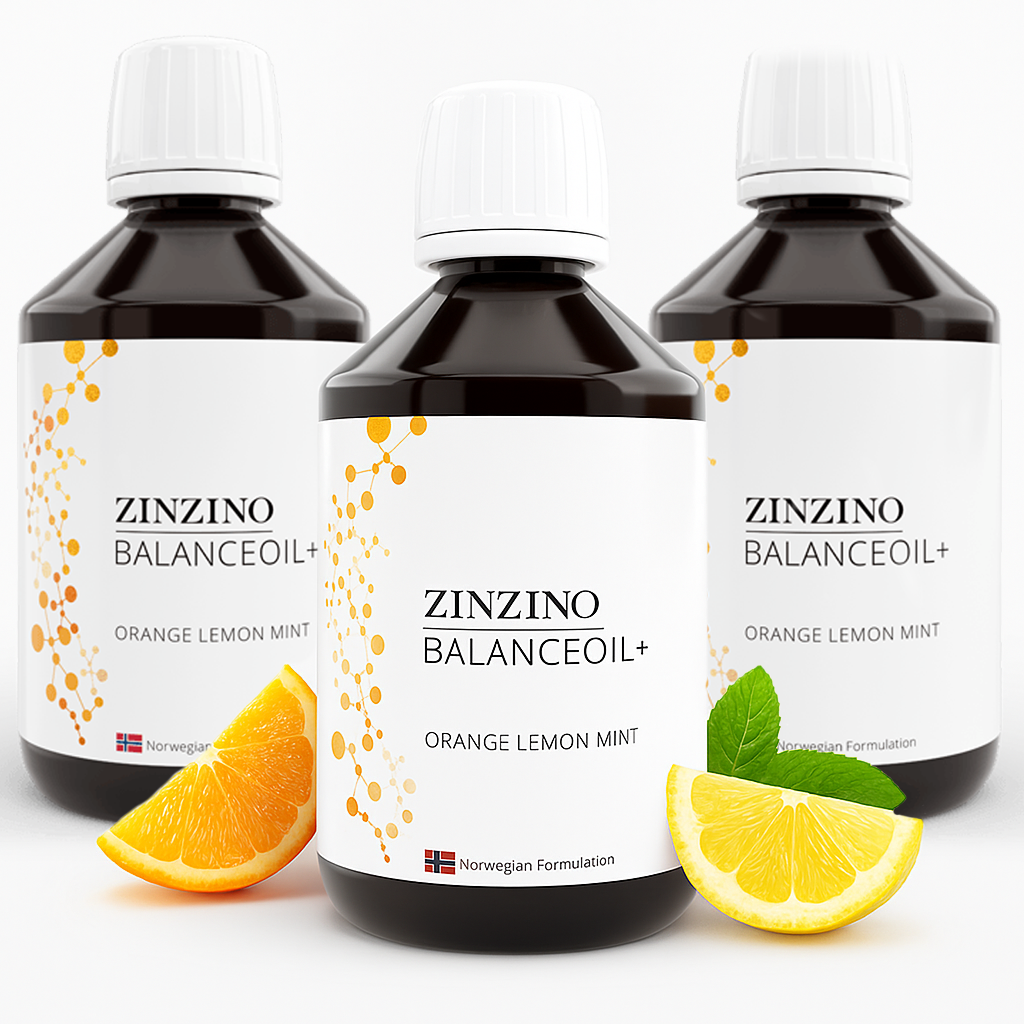 ZINZINO BalanceOil+ Olej Rybny Omega-3 o smaku Orange Lemon Mint - Zestaw 3x300ml